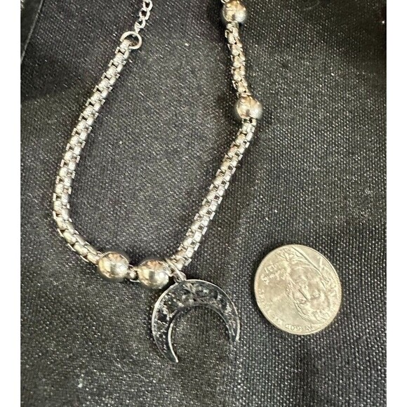 Half Moon Stainless Steel Womens Bracelet Bead Link Chain Hippie Witchy - Picture 1 of 5